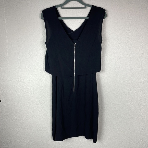 NWT Sandro Raviv Wrap Effect Crepe Dress LBD Sleeveless Cross Front Black Sz M - Picture 8 of 16